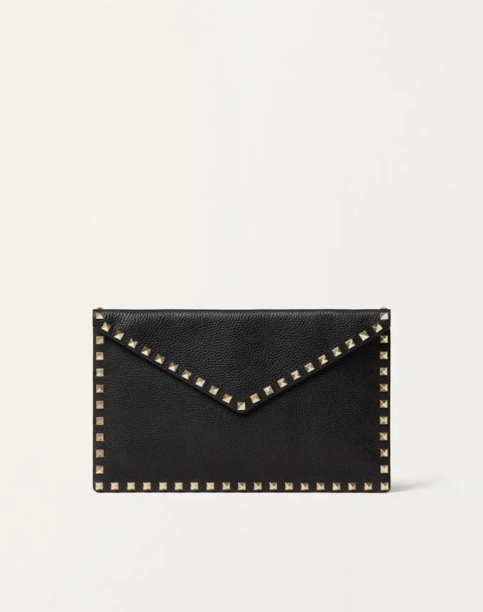 Rockstud Grainy Calfskin Envelope Pouch