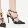 Rockstud Grainy Leather Ankle Strap Pump 100 Mm