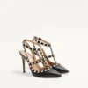 Rockstud Grainy Leather Ankle Strap Pump 100 Mm