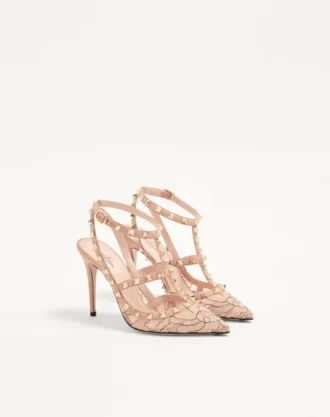 Rockstud Lace Pump With Straps 100Mm