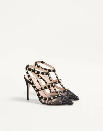 Rockstud Lace Pump With Straps 100Mm