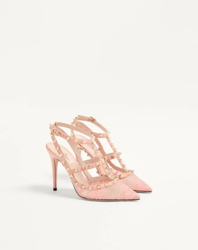Rockstud Lace Pump With Straps 100Mm