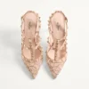 Rockstud Lace Pump With Straps 100Mm