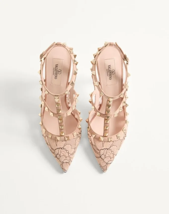 Rockstud Lace Pump With Straps 100Mm