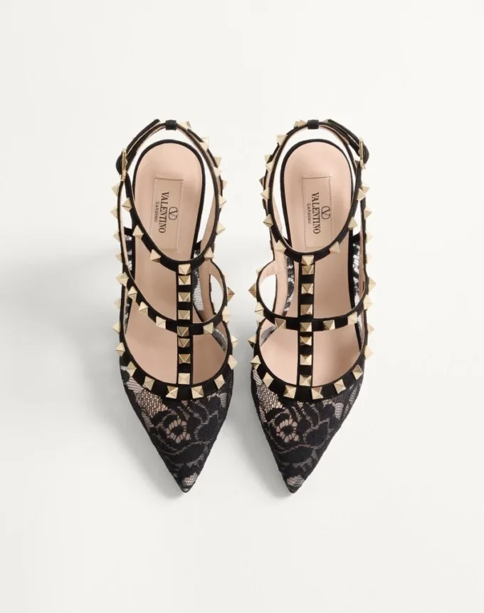 Rockstud Lace Pump With Straps 100Mm