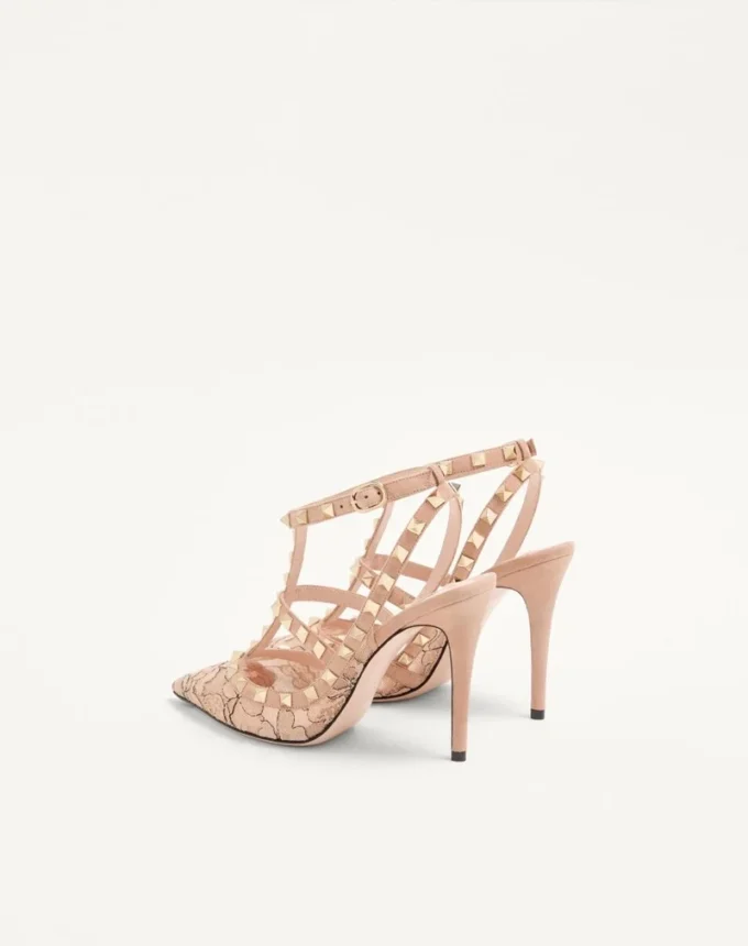 Rockstud Lace Pump With Straps 100Mm