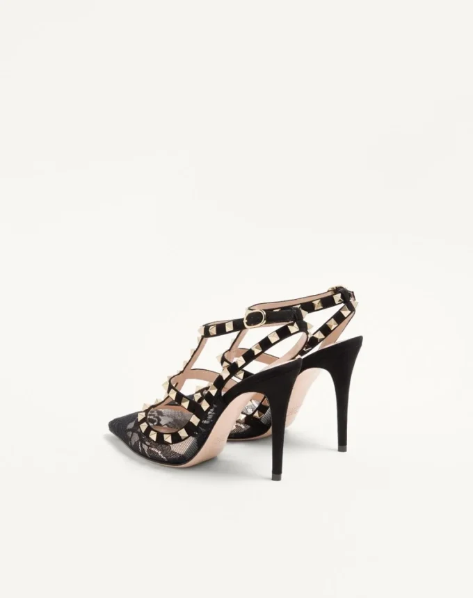 Rockstud Lace Pump With Straps 100Mm