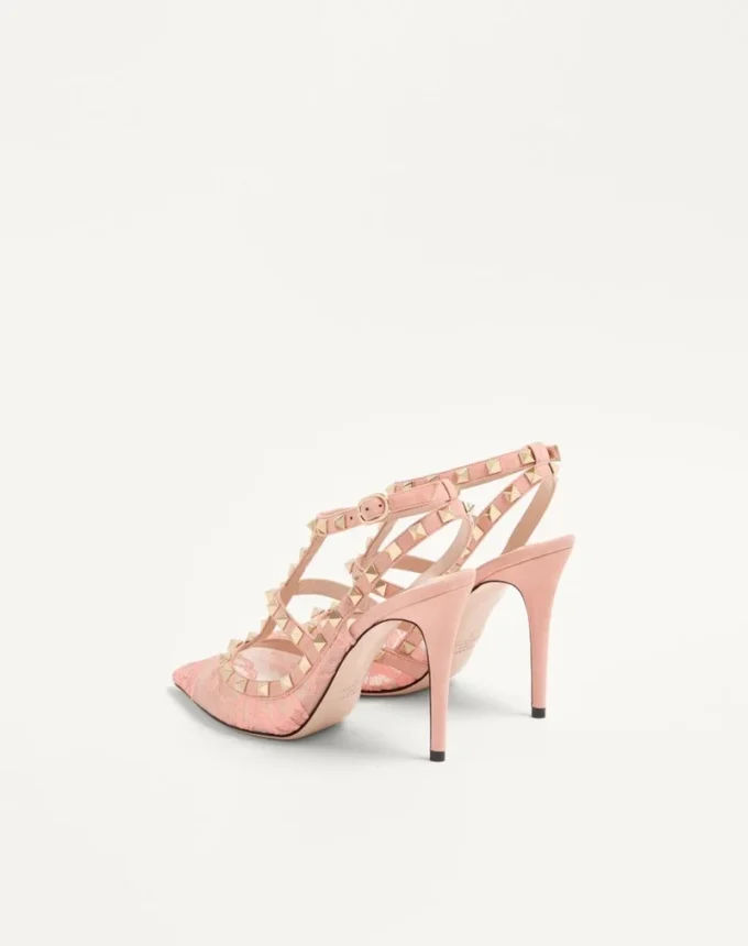Rockstud Lace Pump With Straps 100Mm