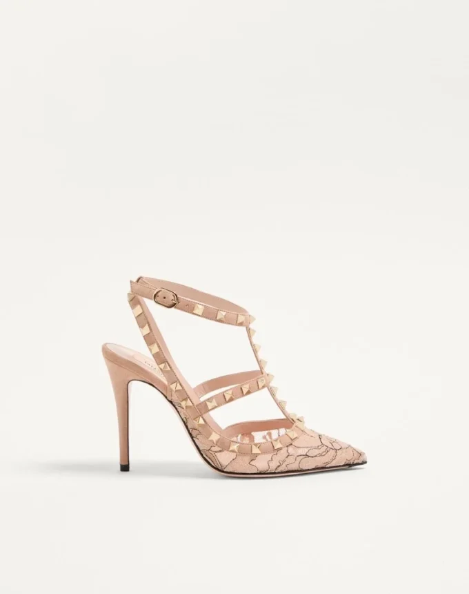 Rockstud Lace Pump With Straps 100Mm