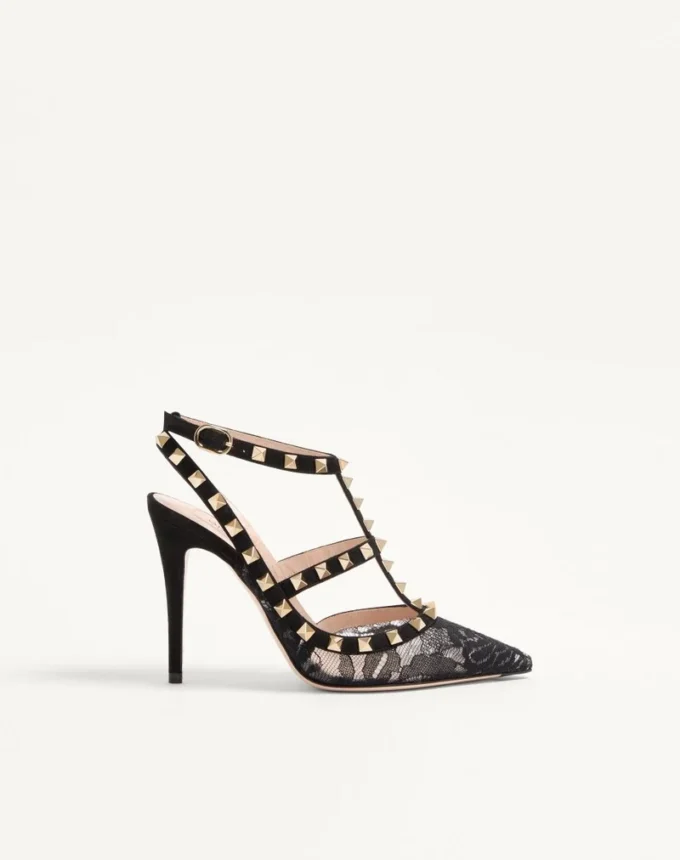 Rockstud Lace Pump With Straps 100Mm