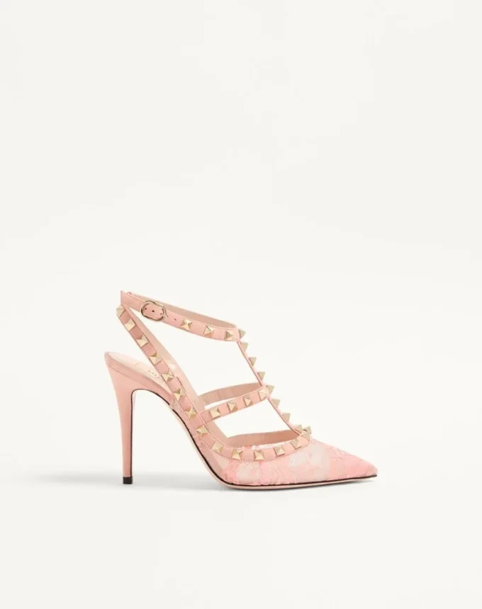 Rockstud Lace Pump With Straps 100Mm