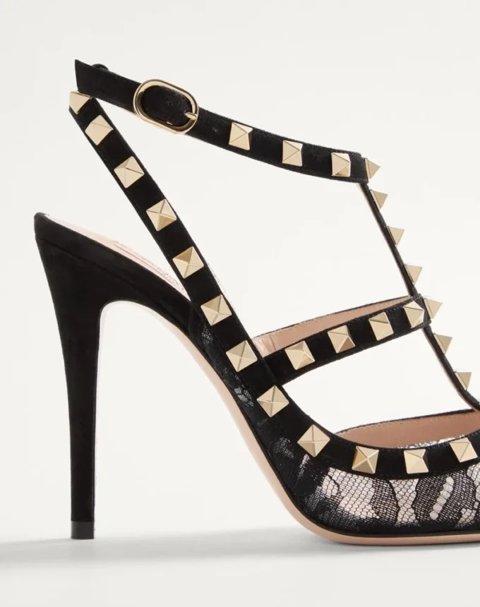 Rockstud Lace Pump With Straps 100Mm