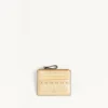 Rockstud Laminated Grainy Calfskin Card Holder With Zipper