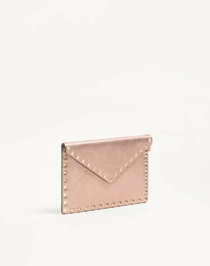 Rockstud Laminated Grainy Calfskin Clutch Bag Rockstud Laminated Grainy Calfskin Clutch Bag