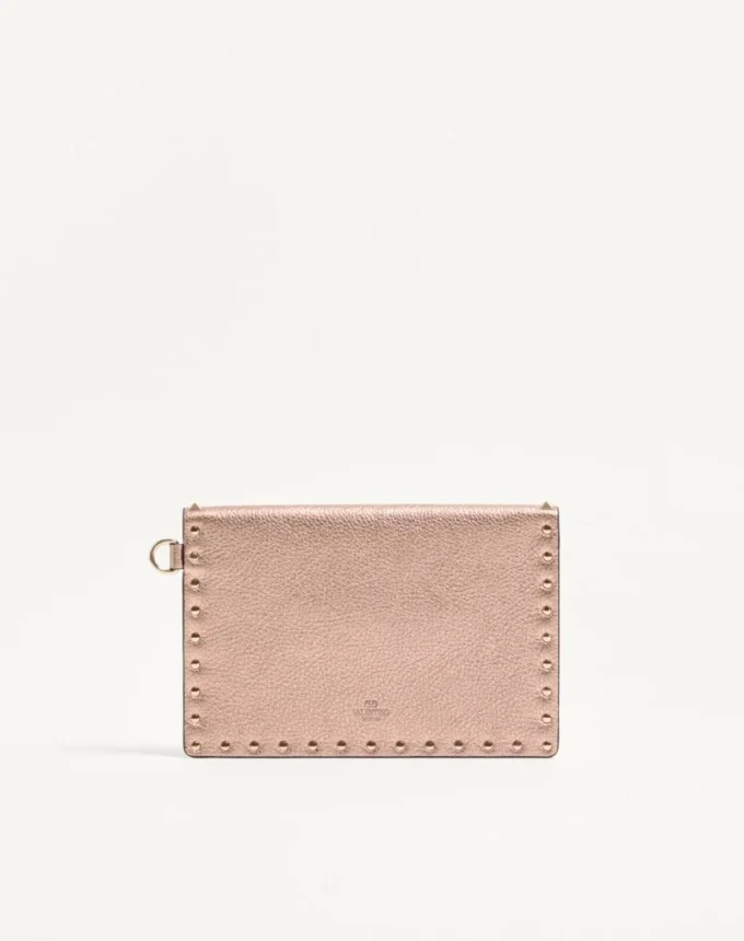 Rockstud Laminated Grainy Calfskin Clutch Bag Rockstud Laminated Grainy Calfskin Clutch Bag