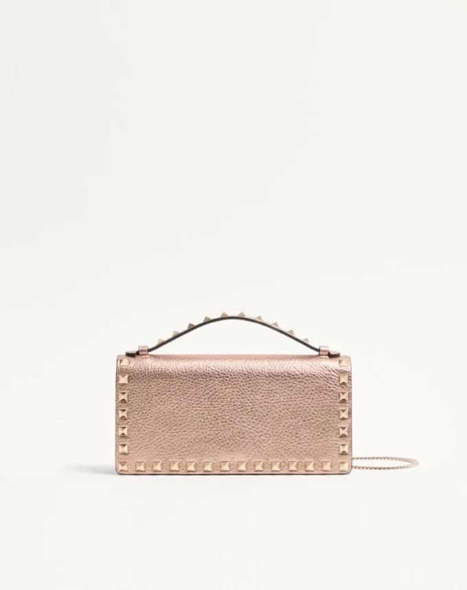 Rockstud Laminated Grainy Calfskin Wallet With Chain Rockstud Laminated Grainy Calfskin Wallet With Chain