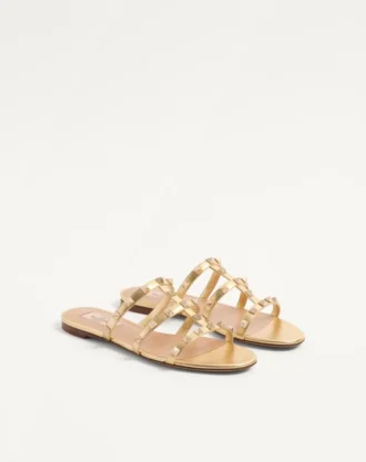 Rockstud Laminated Nappa Slide Sandal
