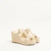 Rockstud Laminated Nappa Wedge Sandal 90 Mm