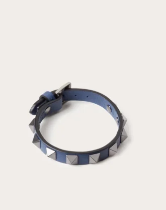 Rockstud Leather Bracelet With Ruthenium Studs
