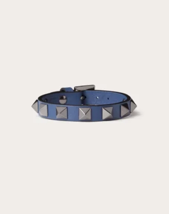 Rockstud Leather Bracelet With Ruthenium Studs