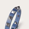 Rockstud Leather Bracelet With Ruthenium Studs