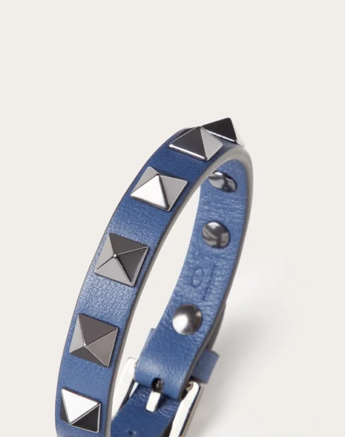 Rockstud Leather Bracelet With Ruthenium Studs