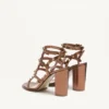 Rockstud Metallic Calfskin Leather Ankle Strap Sandal 90 Mm