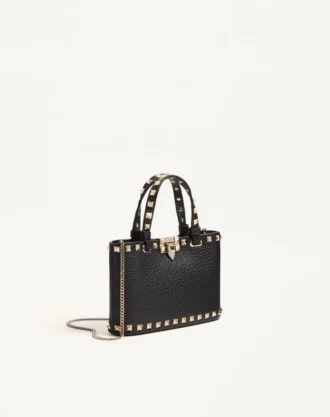 Rockstud Mini Shopping Bag In Grainy Calfskin