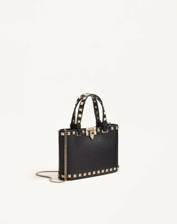Rockstud Mini Shopping Bag In Grainy Calfskin