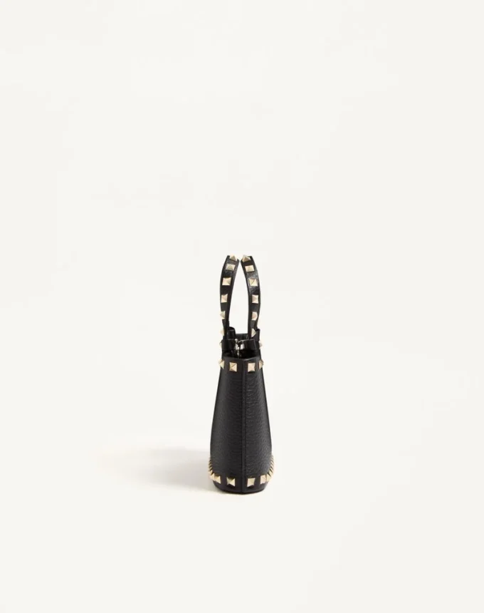 Rockstud Mini Shopping Bag In Grainy Calfskin