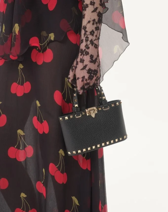 Rockstud Mini Shopping Bag In Grainy Calfskin