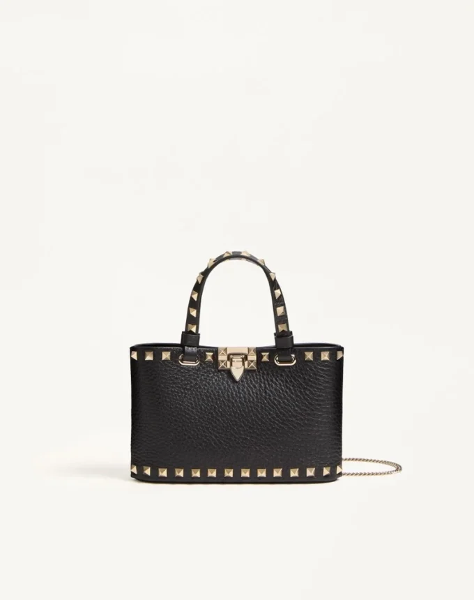 Rockstud Mini Shopping Bag In Grainy Calfskin