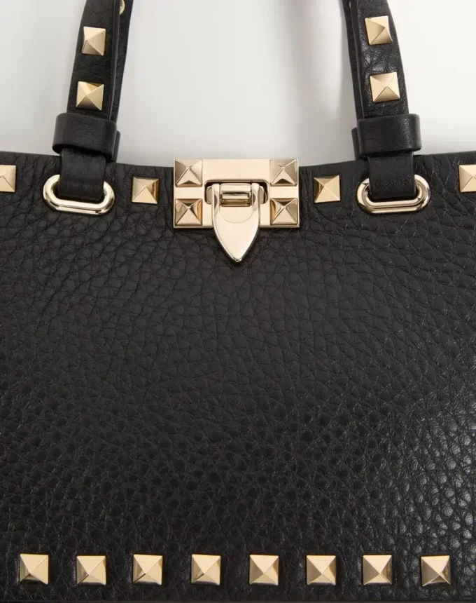 Rockstud Mini Shopping Bag In Grainy Calfskin