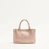 Rockstud Mini Shopping Bag In Laminated Grainy Calfskin