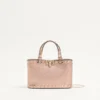 Rockstud Mini Shopping Bag In Laminated Grainy Calfskin