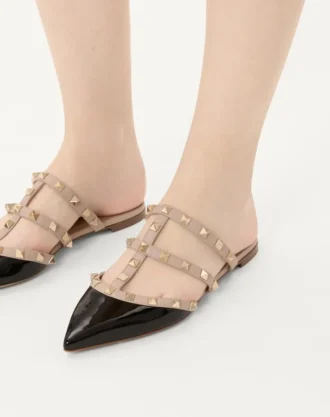 Rockstud Patent-Leather Mule