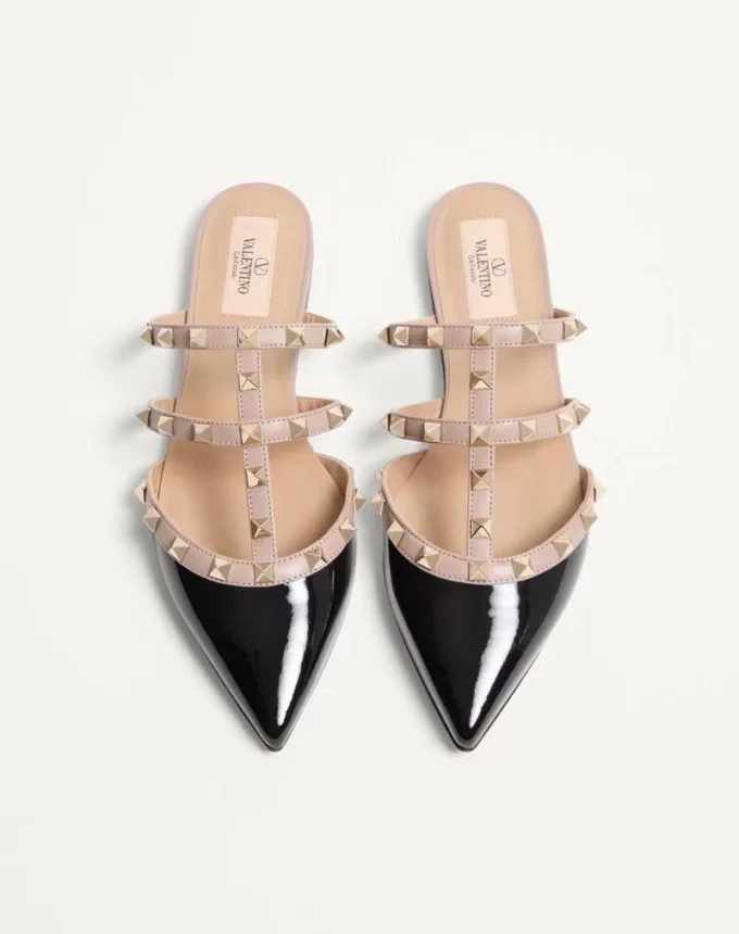 Rockstud Patent-Leather Mule