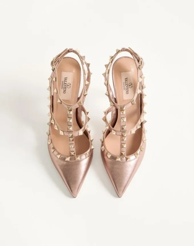 Rockstud Pump In Laminated Nappa Leather 100MM