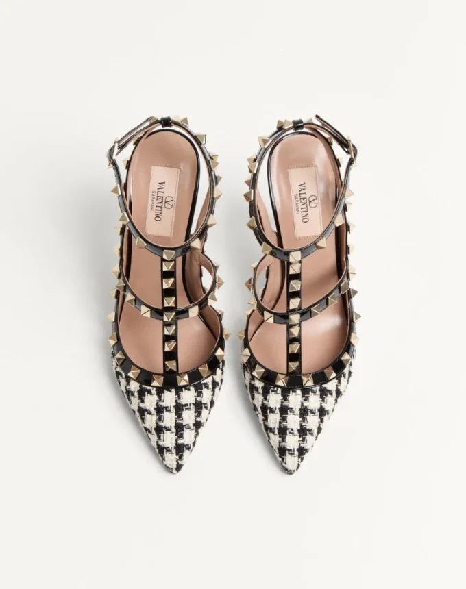 Rockstud Pump In Pied-De-Poule Fabric 100Mm
