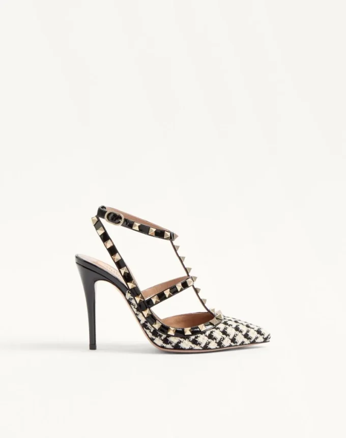 Rockstud Pump In Pied-De-Poule Fabric 100Mm