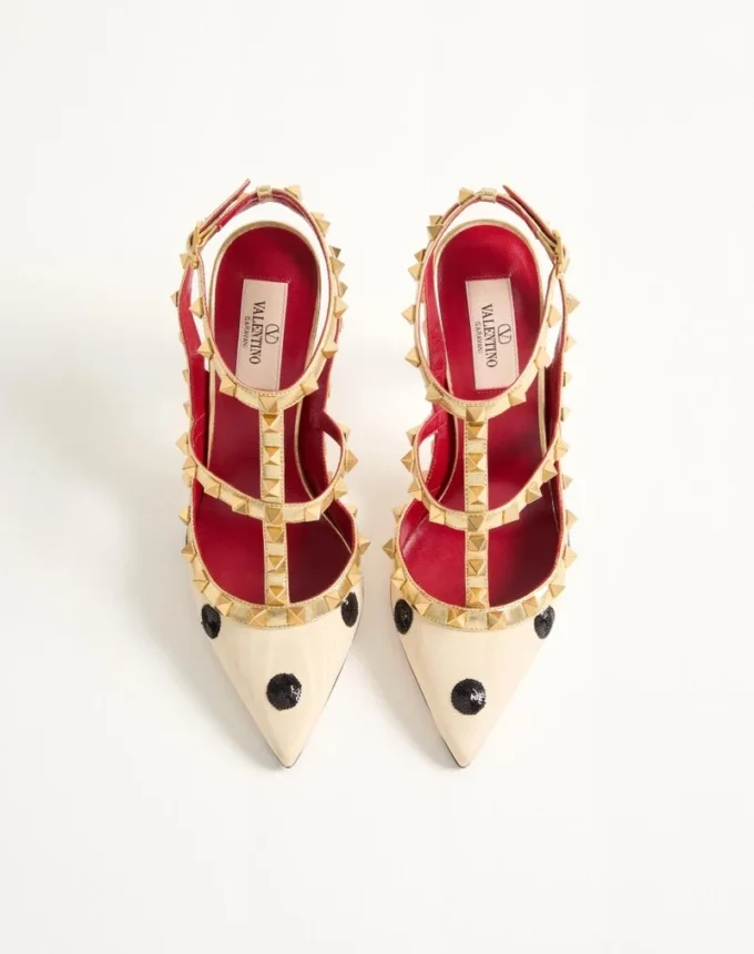 Rockstud Pump with Plus de Pois embroidery 100mm