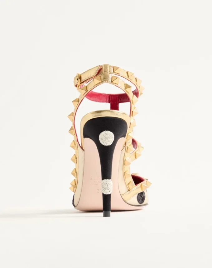 Rockstud Pump with Plus de Pois embroidery 100mm