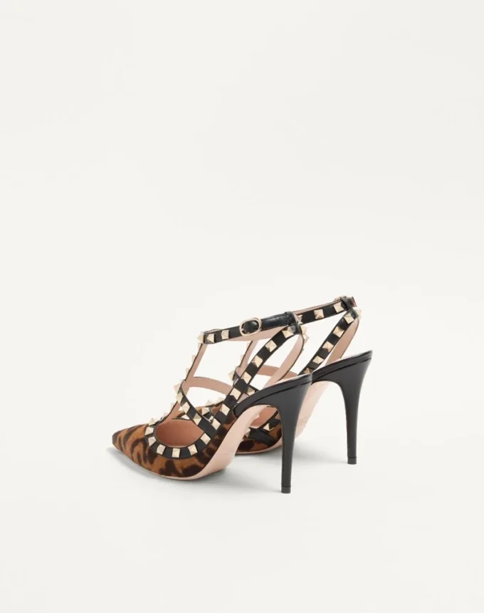 Rockstud Pumps With Straps In Pony-Effect Calfskin 100Mm
