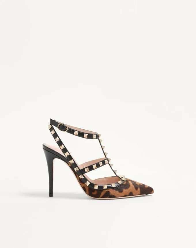 Rockstud Pumps With Straps In Pony-Effect Calfskin 100Mm