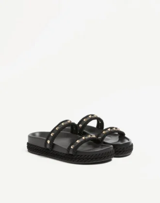 Rockstud Slide Sandal in Calfskin 20mm