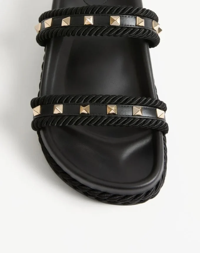 Rockstud Slide Sandal in Calfskin 20mm