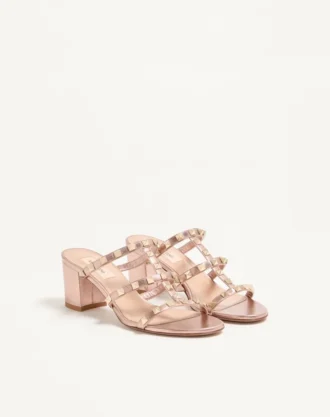 Rockstud Slide Sandal In Laminated Nappa 60Mm