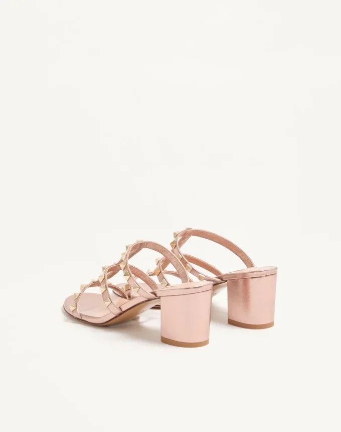 Rockstud Slide Sandal In Laminated Nappa 60Mm