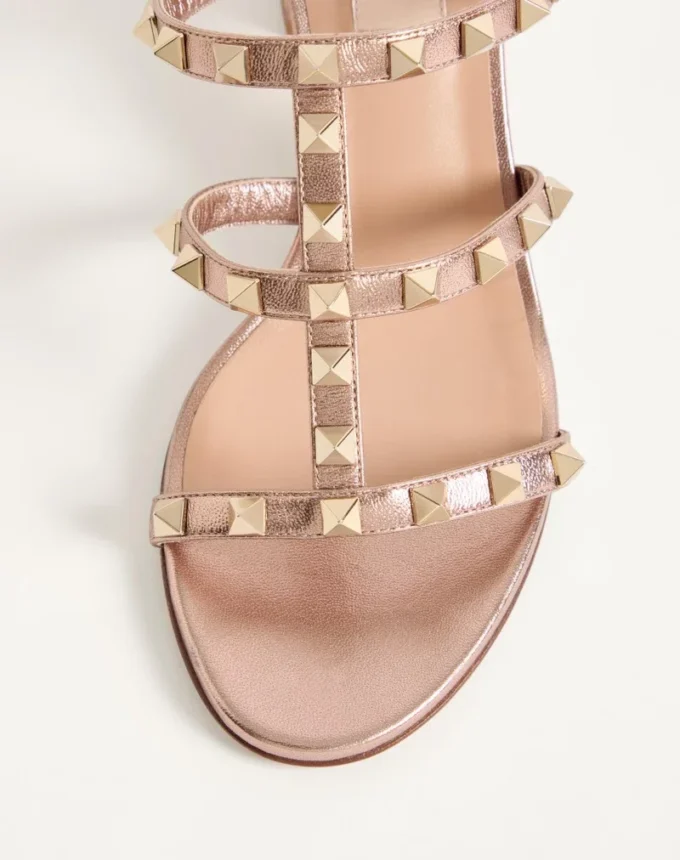 Rockstud Slide Sandal In Laminated Nappa 60Mm
