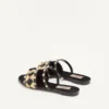 Rockstud Slide Sandal with Raffia Check Embroidery
